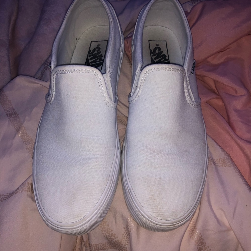 White slip on vans
